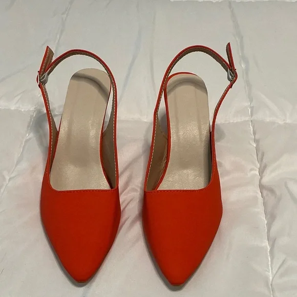 Elegant Orange Stiletto Slingback 3 1/2" Heels - Size 43 (10) - NWOT - Picture 2 of 9